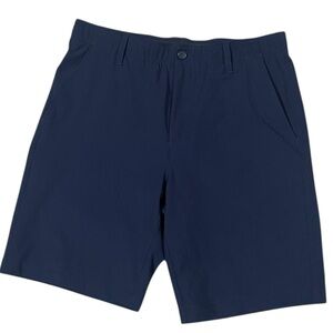 Under Armour Men’s Flat Front Golf Shorts Blue Logo 34in
